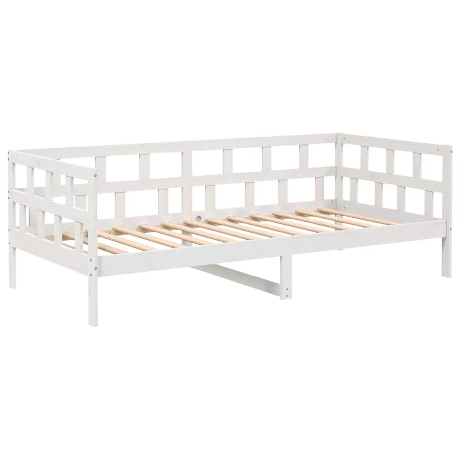 Lit de jour sans matelas blanc bois de pin massif 80x200 cm - 2