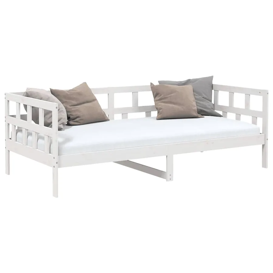 Lit de jour sans matelas blanc bois de pin massif 80x200 cm - 3