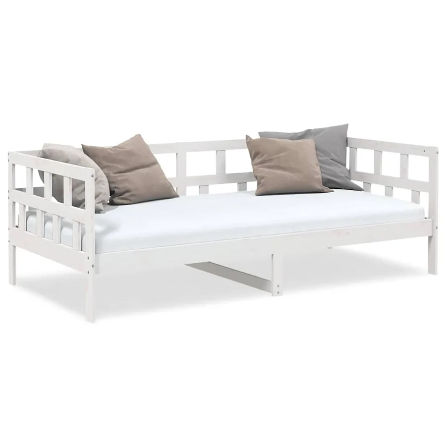 Lit de jour sans matelas blanc bois de pin massif 80x200 cm - 4