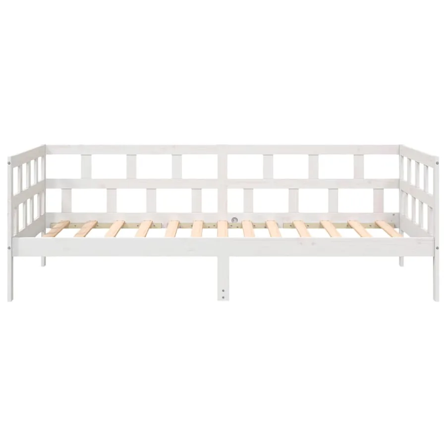 Lit de jour sans matelas blanc bois de pin massif 80x200 cm - 5
