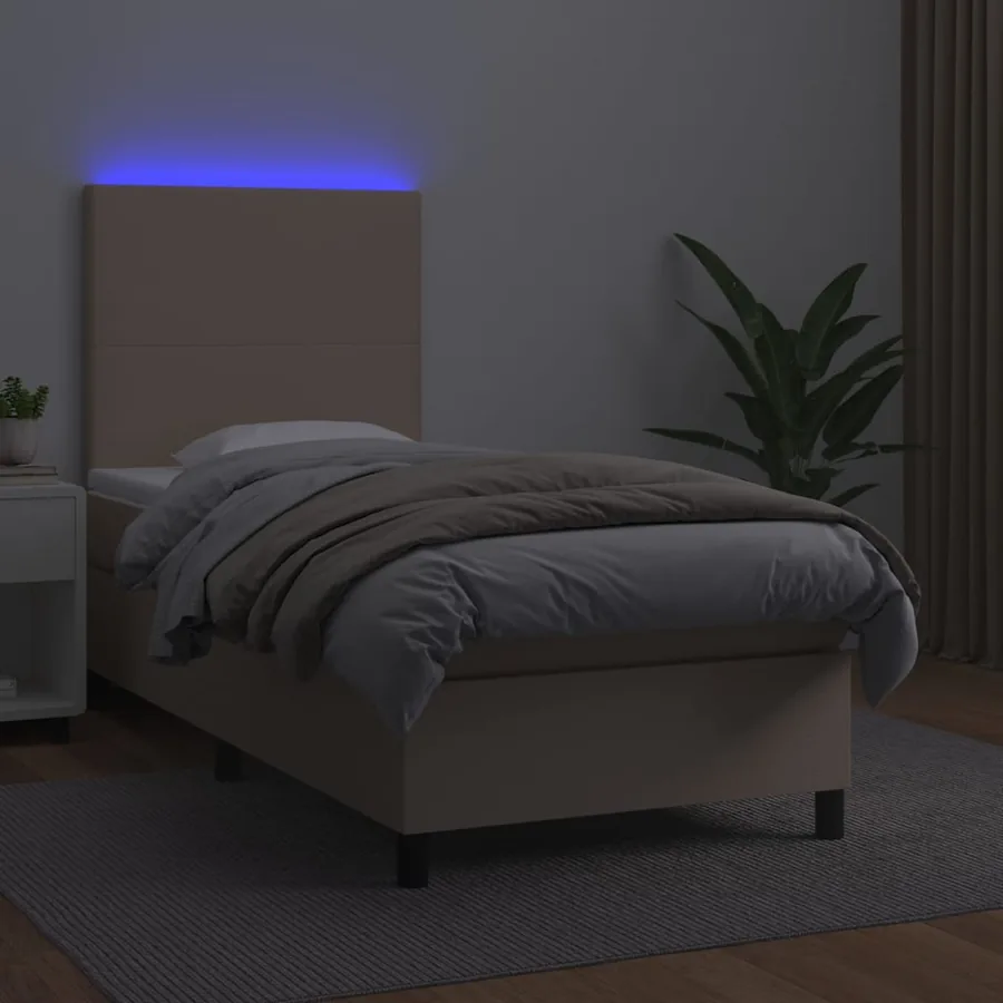 Sommier à lattes de lit avec matelas LED Cappuccino 100x200 cm - 4