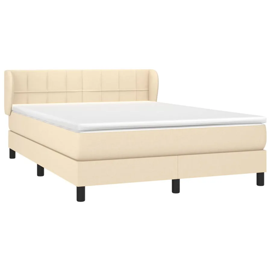 Sommier à lattes de lit avec matelas Crème 140x200 cm Tissu - 3