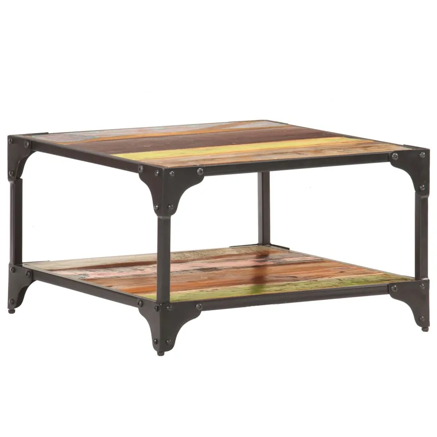 Table basse 60x60x35 cm Bois de récupération massif - 6