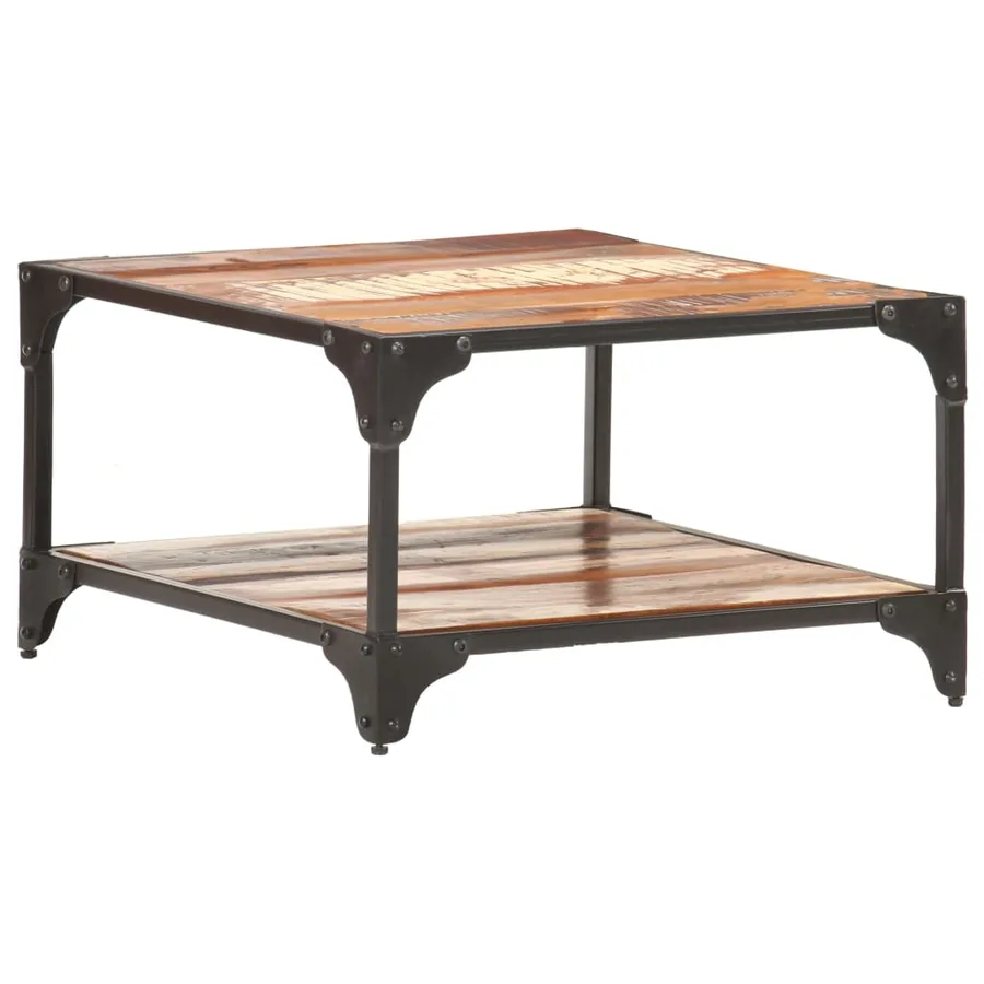 Table basse 60x60x35 cm Bois de récupération massif - 7