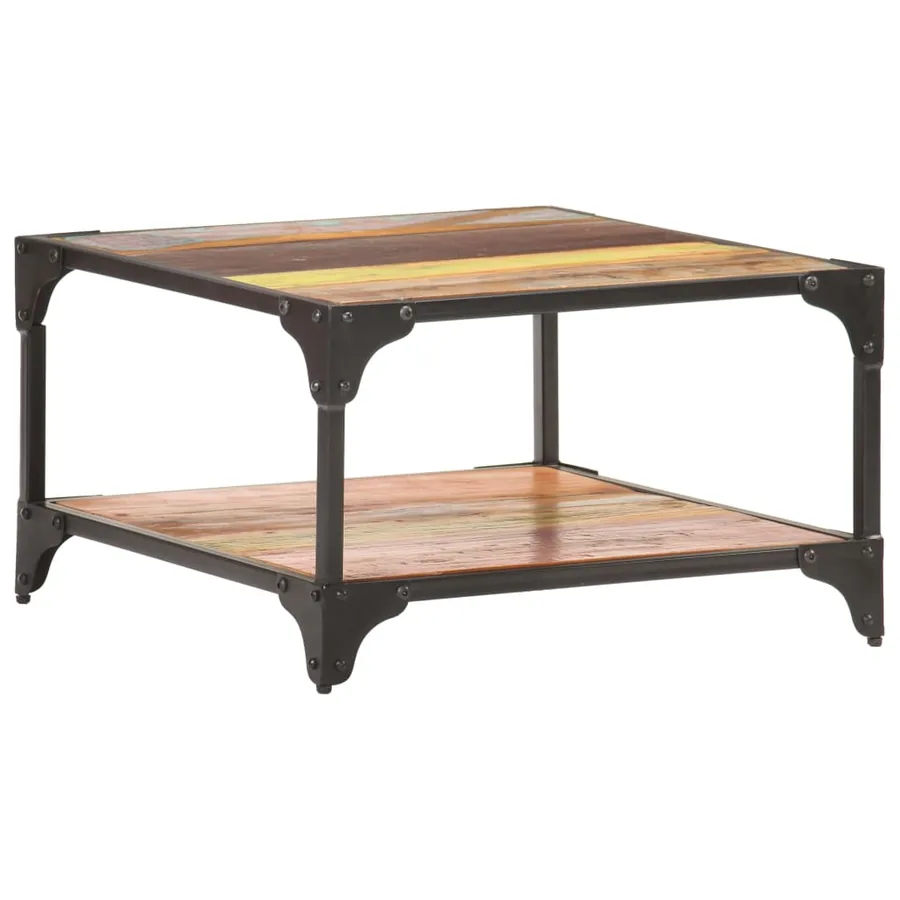 Table basse 60x60x35 cm Bois de récupération massif - 8