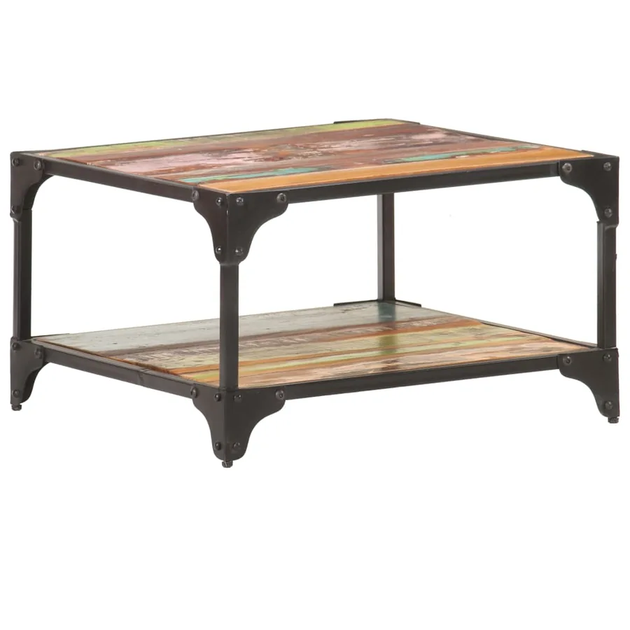 Table basse 60x60x35 cm Bois de récupération massif - 9