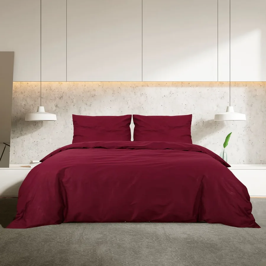 Ensemble de housse de couette Bordeaux 140x200 cm Coton - 3