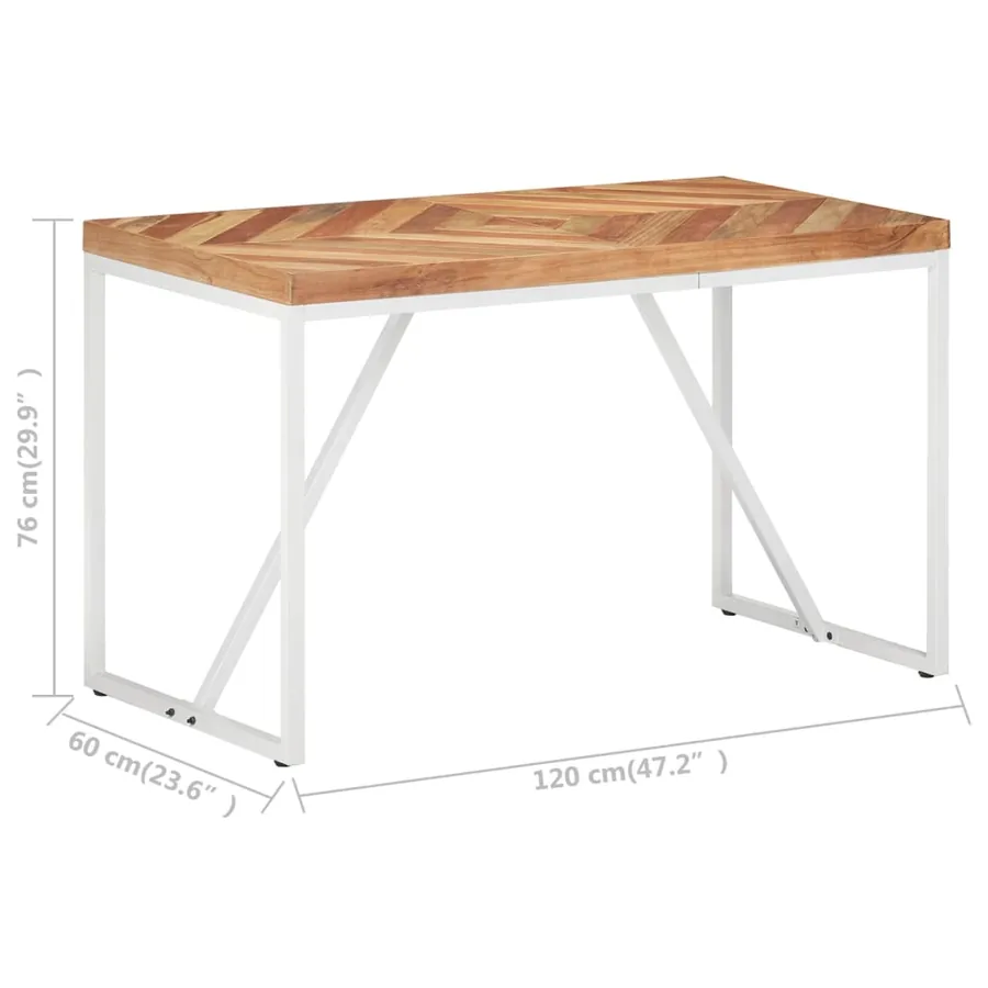 Table à manger 120x60x76 cm Bois massif d'acacia et de manguier - 7