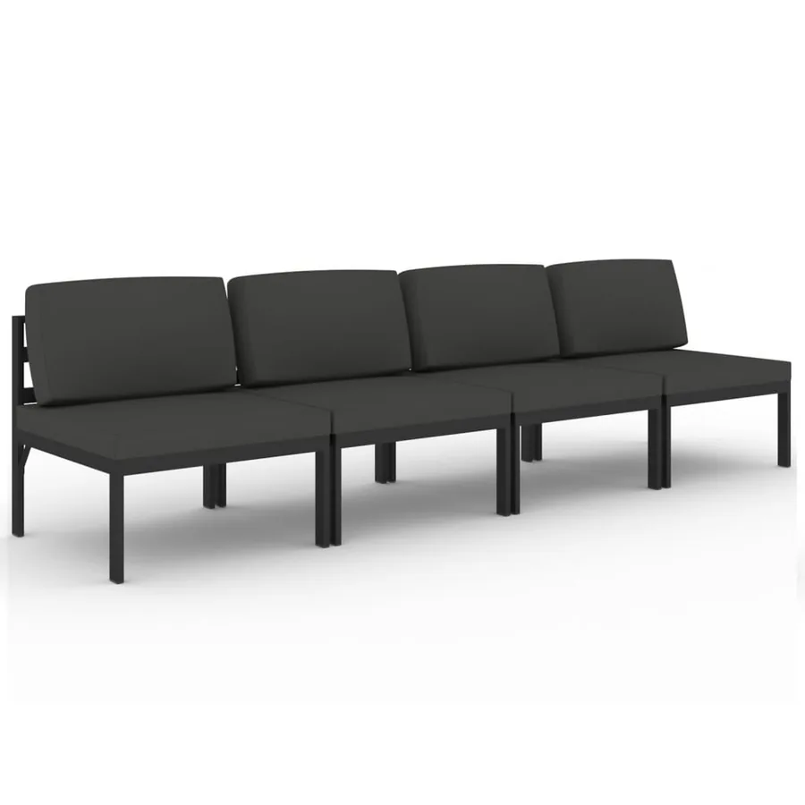 Canapé de jardin 4 places avec coussins Aluminium Anthracite - 2