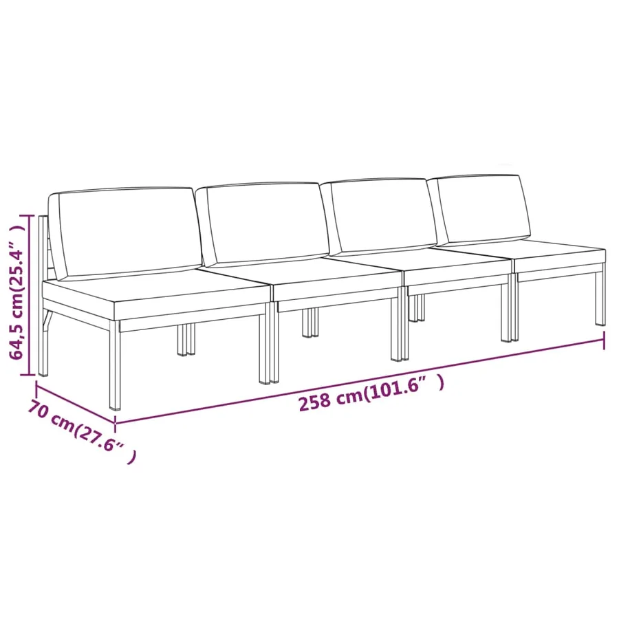 Canapé de jardin 4 places avec coussins Aluminium Anthracite - 7