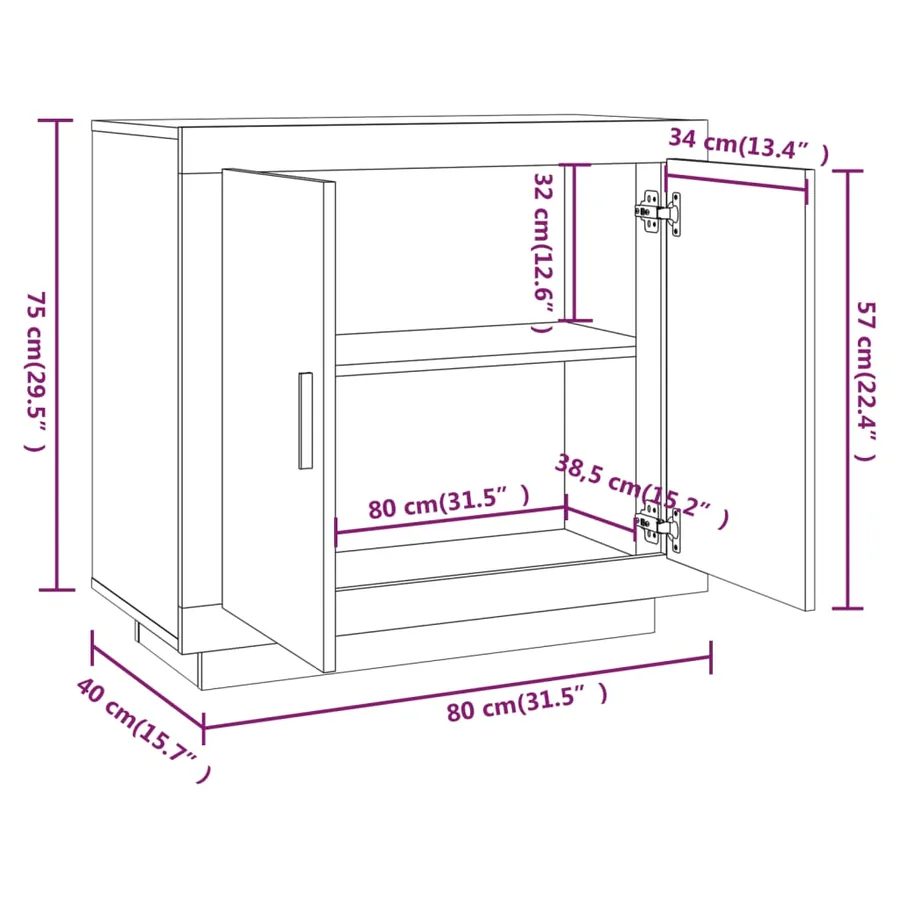 Buffet Chêne fumé 80x40x75 cm Bois d'ingénierie - 9
