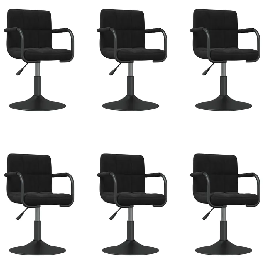 Chaises pivotantes à manger lot de 6 noir velours - 2