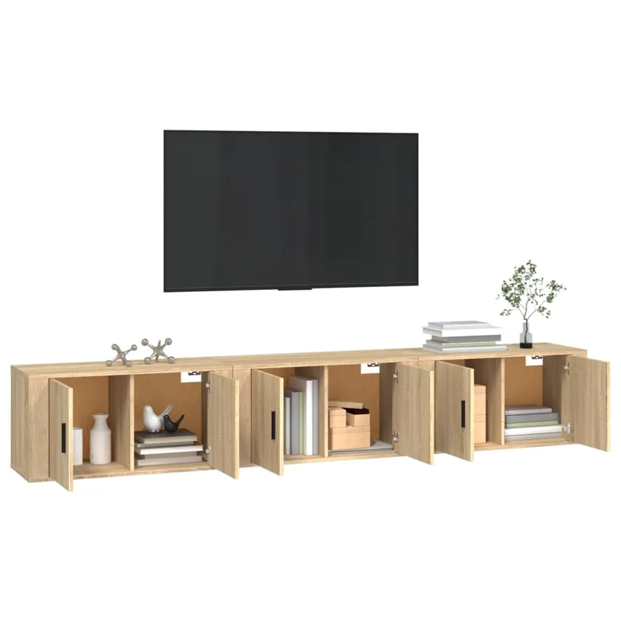 Meubles TV muraux 3 pcs chêne sonoma 80x34,5x40 cm - 3