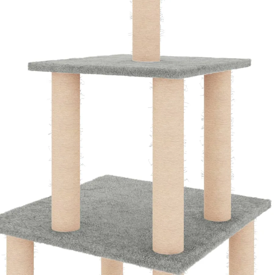 Arbre à chat avec griffoirs en sisal gris clair 111 cm - 5