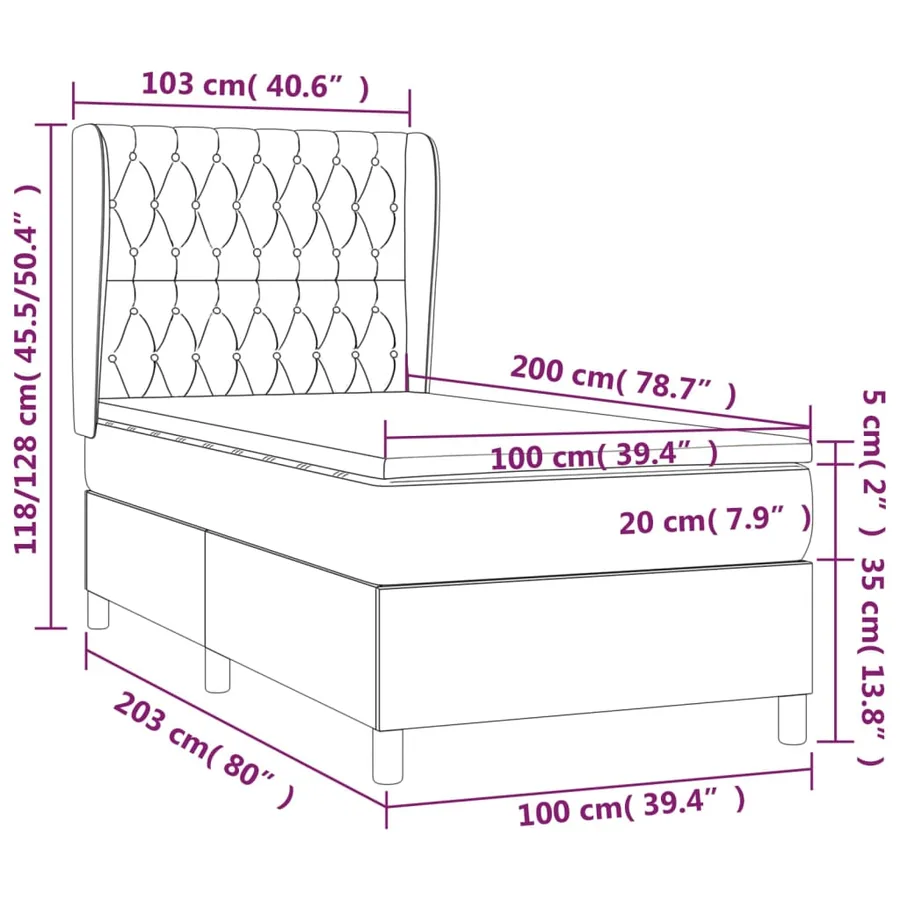 Sommier à lattes de lit et matelas Gris clair 100x200cm Velours - 7