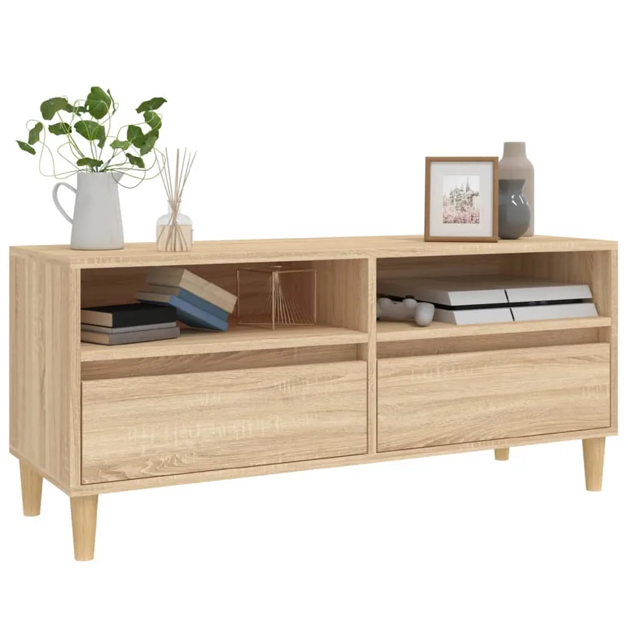 Meuble TV chêne sonoma 100x34,5x44,5 cm bois d'ingénierie - 4
