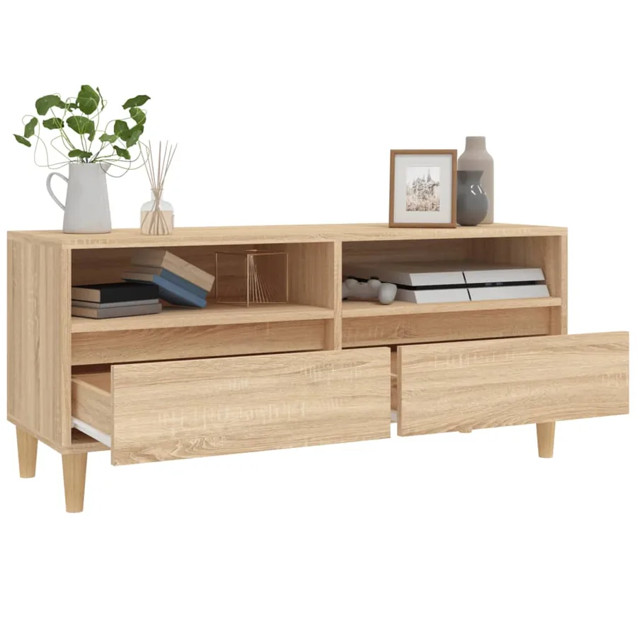 Meuble TV chêne sonoma 100x34,5x44,5 cm bois d'ingénierie - 5