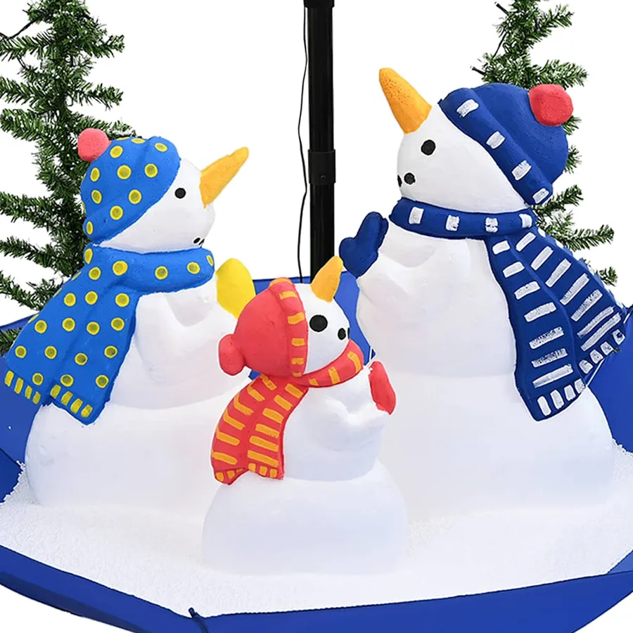 Arbre de Noël neigeux avec base de parapluie Bleu 170 cm PVC - 5