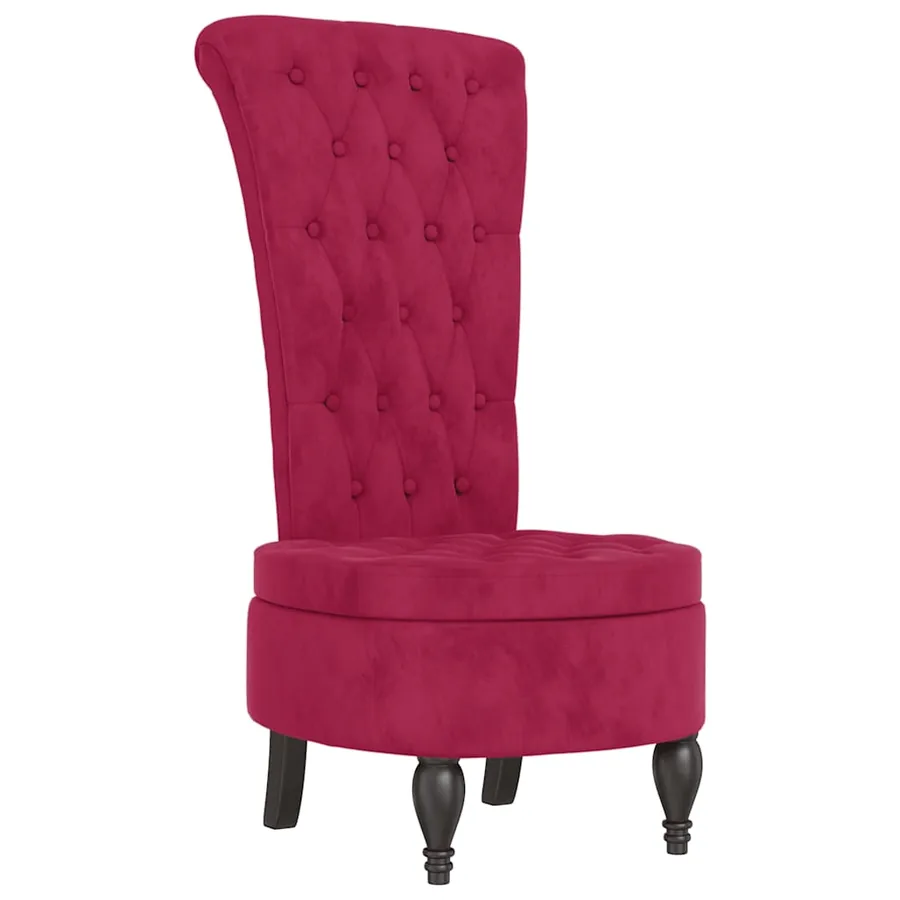 Chaise à dossier haut rouge bordeaux conception de bouton - 2