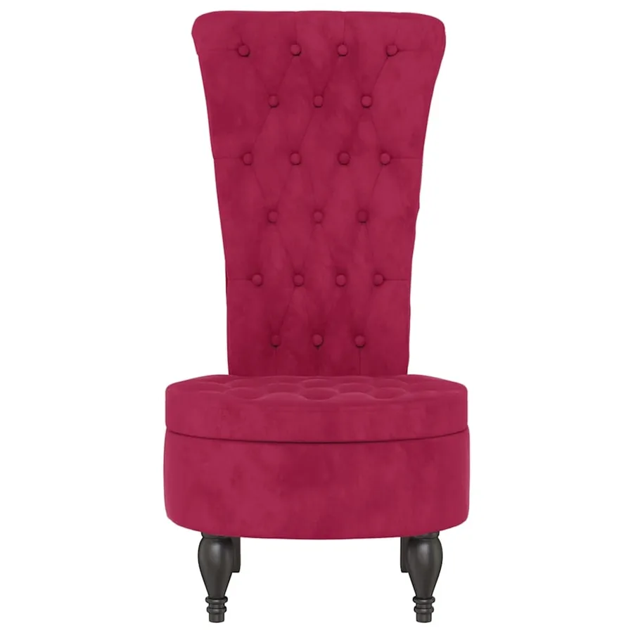 Chaise à dossier haut rouge bordeaux conception de bouton - 3