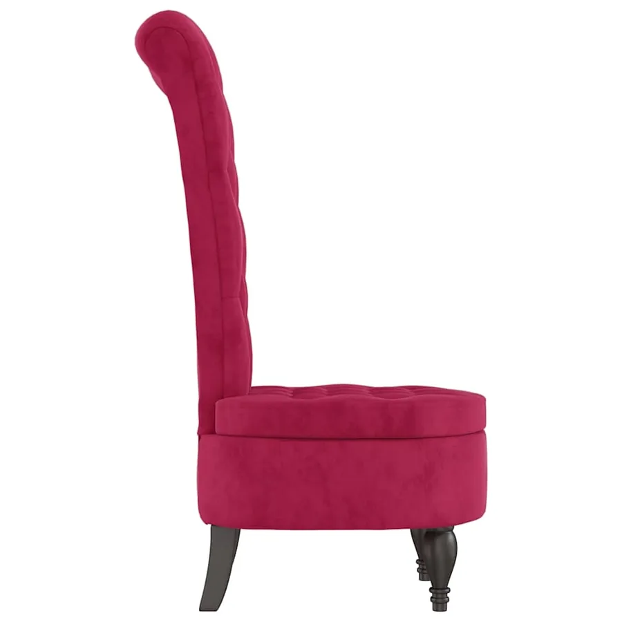 Chaise à dossier haut rouge bordeaux conception de bouton - 4