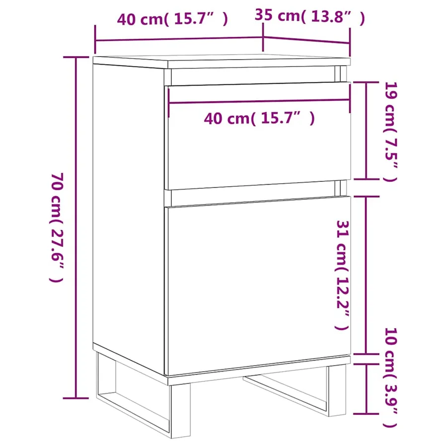Buffets 2 pcs chêne marron 40x35x70 cm bois d'ingénierie - 12