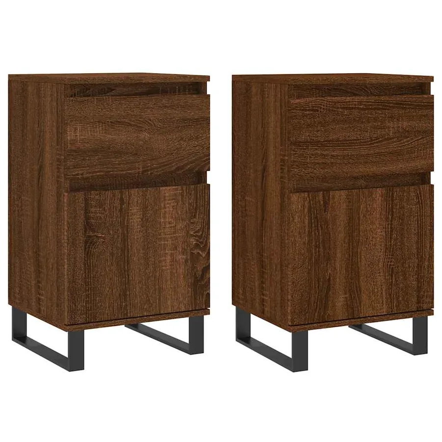 Buffets 2 pcs chêne marron 40x35x70 cm bois d'ingénierie - 2