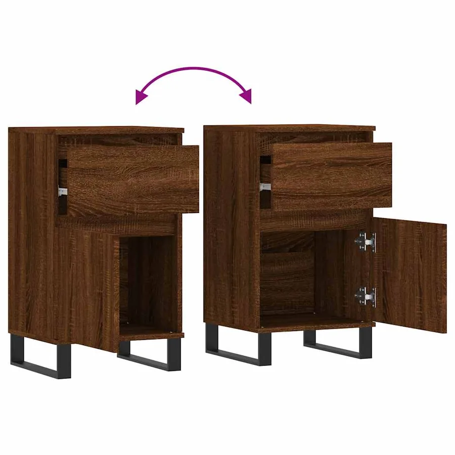 Buffets 2 pcs chêne marron 40x35x70 cm bois d'ingénierie - 9
