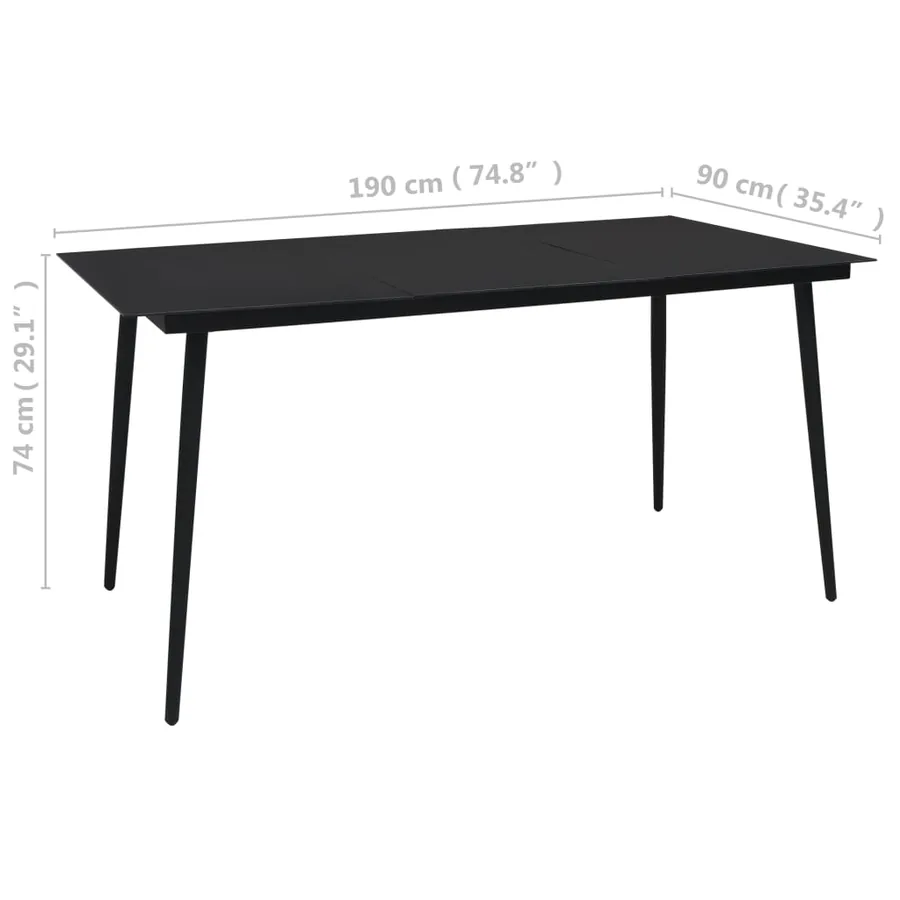 Ensemble à manger de jardin 9 pcs Corde en coton et acier Noir - 10