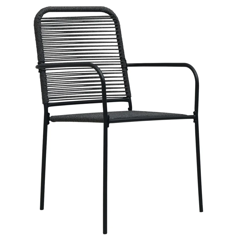 Ensemble à manger de jardin 9 pcs Corde en coton et acier Noir - 5