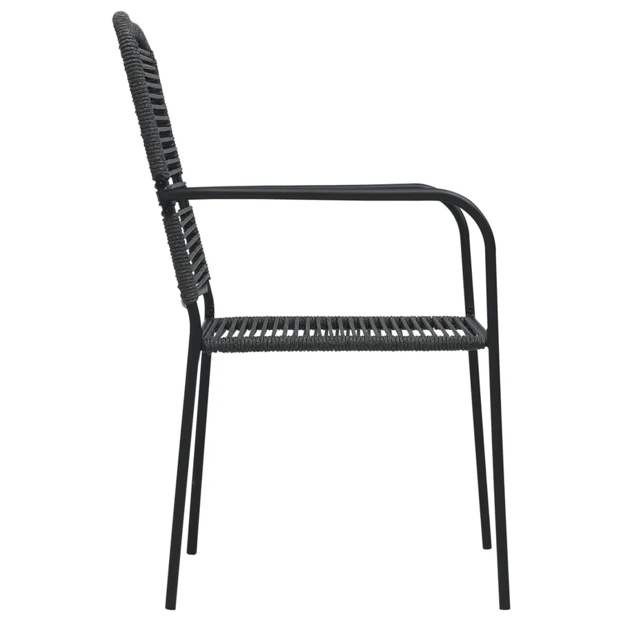 Ensemble à manger de jardin 9 pcs Corde en coton et acier Noir - 7