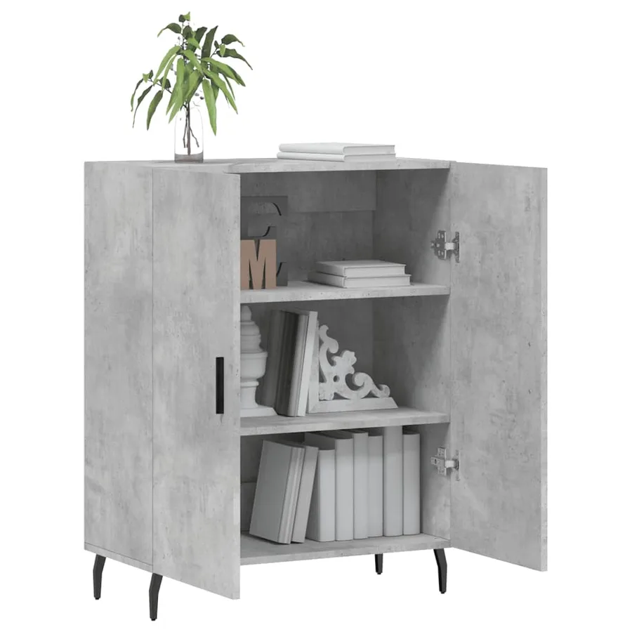 Buffet gris béton 69,5x34x90 cm bois d'ingénierie - 4