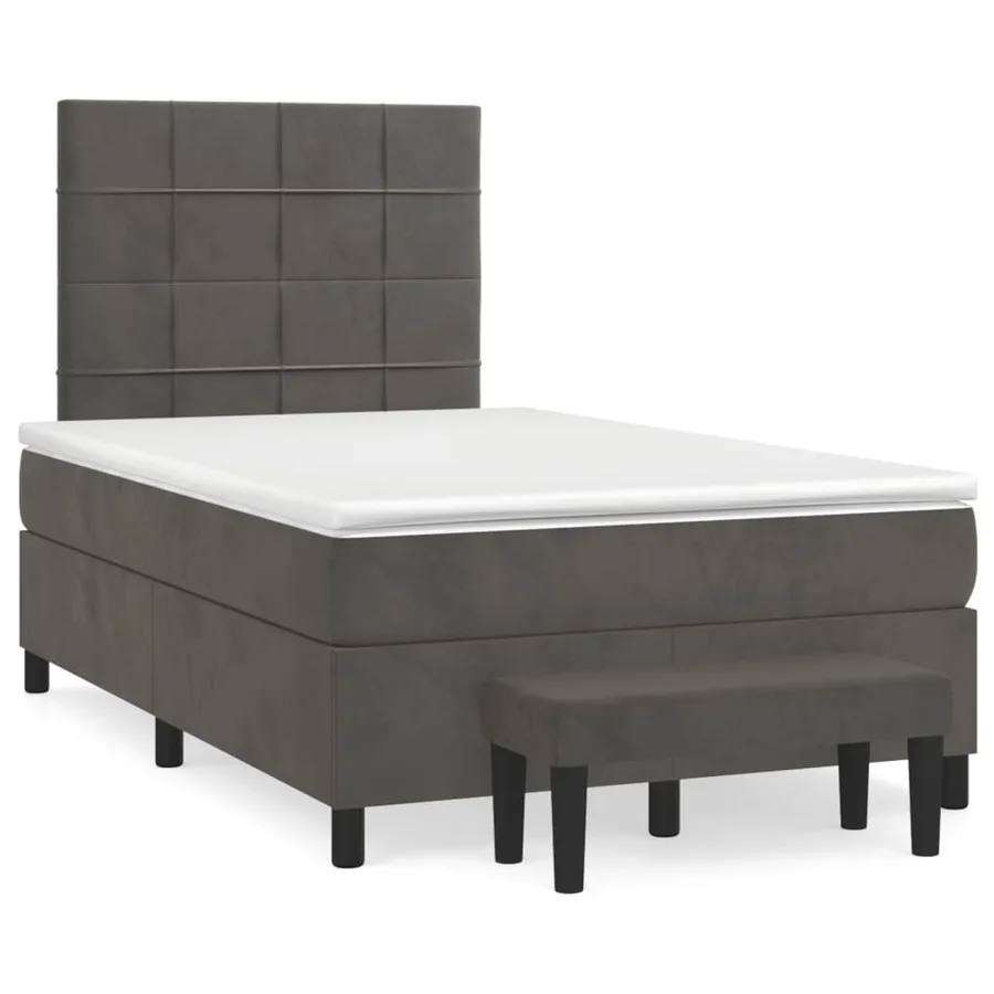 Sommier à lattes de lit et matelas Gris foncé 120x200cm Velours - 2