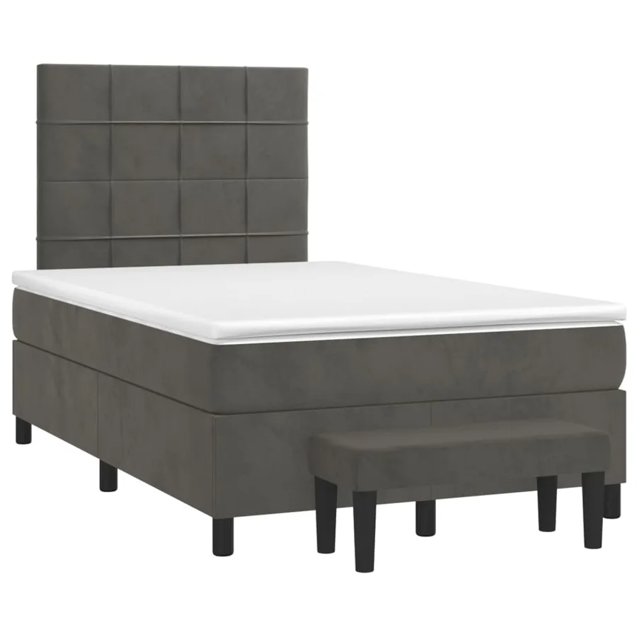 Sommier à lattes de lit et matelas Gris foncé 120x200cm Velours - 3