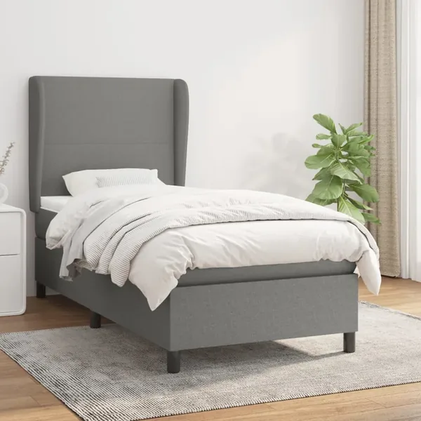Sommier à lattes de lit avec matelas Gris foncé 80x200 cm Tissu