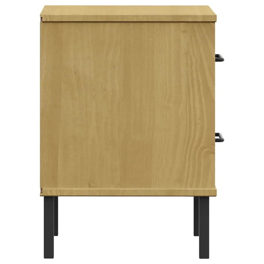 Table de chevet avec pieds en métal Marron Bois pin massif OSLO - 6