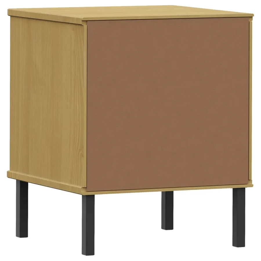Table de chevet avec pieds en métal Marron Bois pin massif OSLO - 7