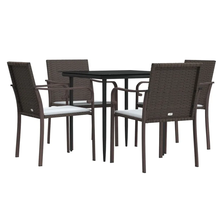 Ensemble à manger de jardin 5 pcs coussins résine tressée acier - 3
