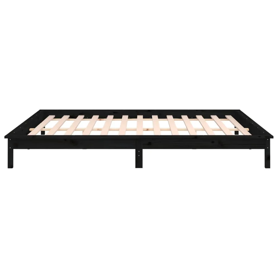 Cadre de lit à LED sans matelas noir 200x200 cm bois massif - 8
