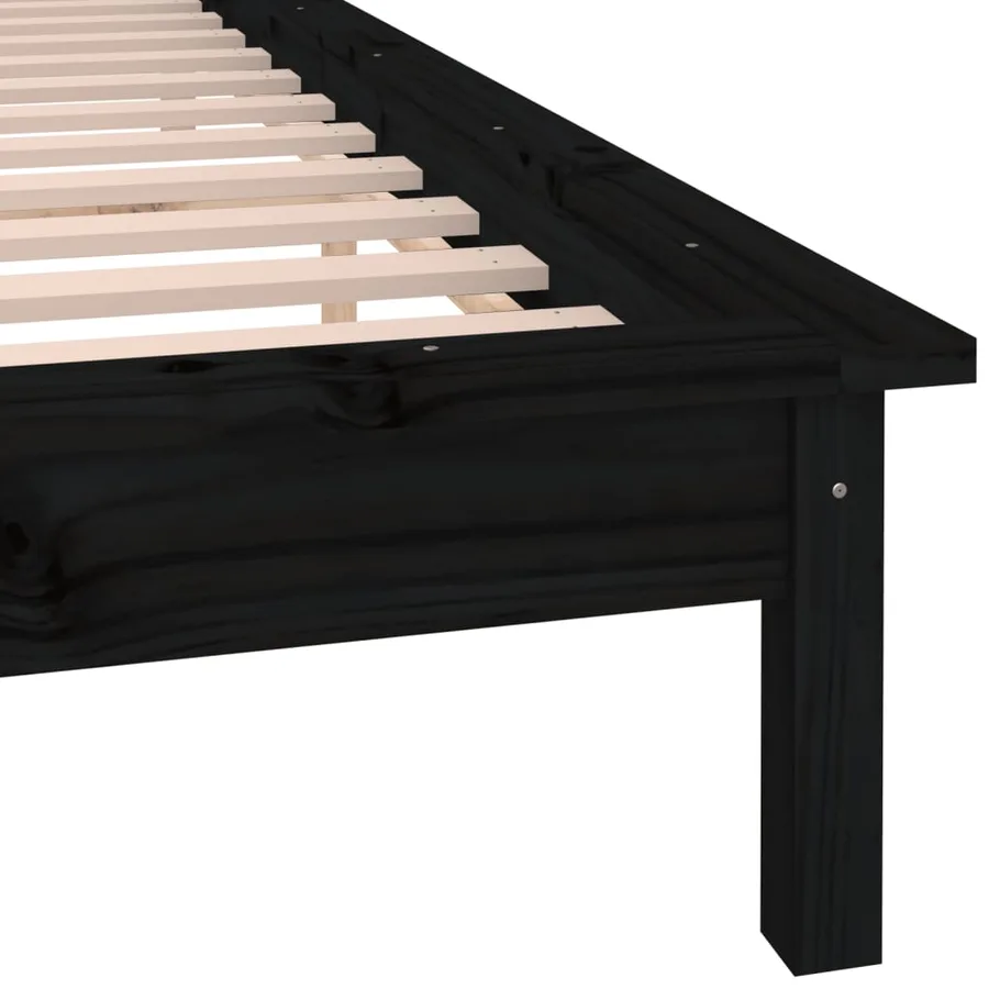 Cadre de lit à LED sans matelas noir 200x200 cm bois massif - 9