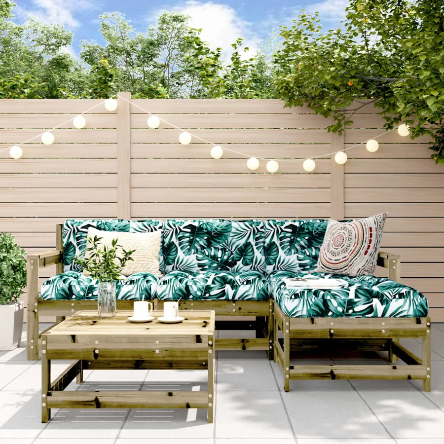 Salon de jardin 5 pcs avec coussins bois de pin imprégné