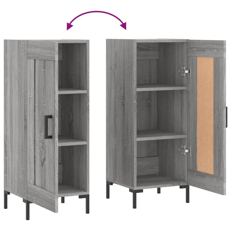 Buffet Sonoma gris 34,5x34x90 cm Bois d'ingénierie - 9