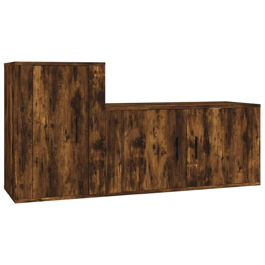 Ensemble de meubles TV 2 pcs Chêne fumé Bois d'ingénierie - 2