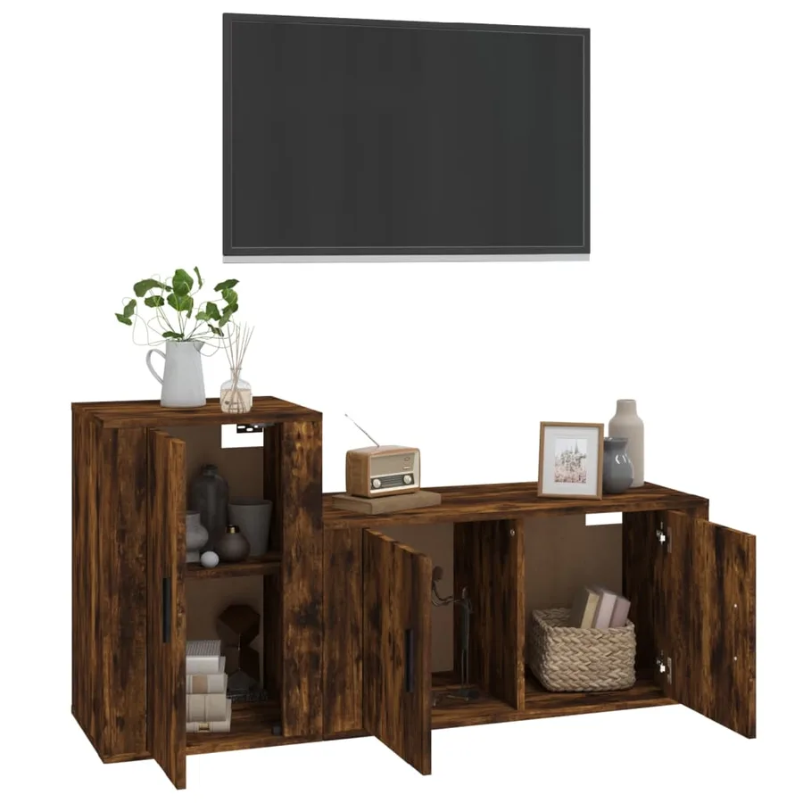 Ensemble de meubles TV 2 pcs Chêne fumé Bois d'ingénierie - 3