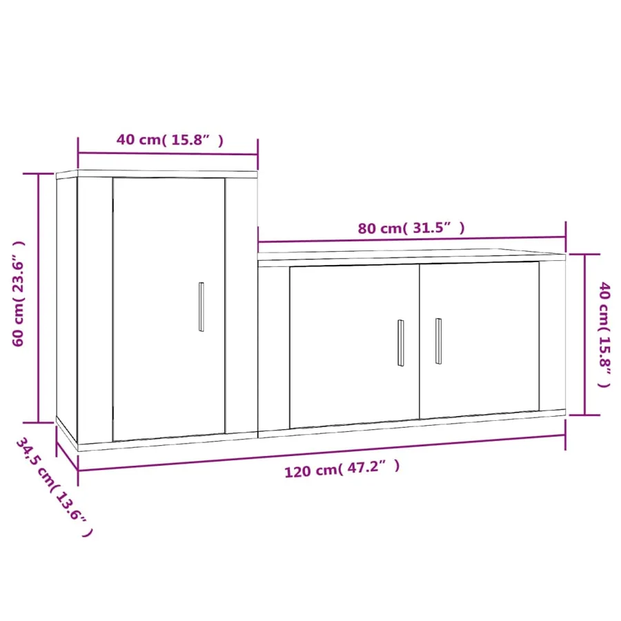 Ensemble de meubles TV 2 pcs Chêne fumé Bois d'ingénierie - 8