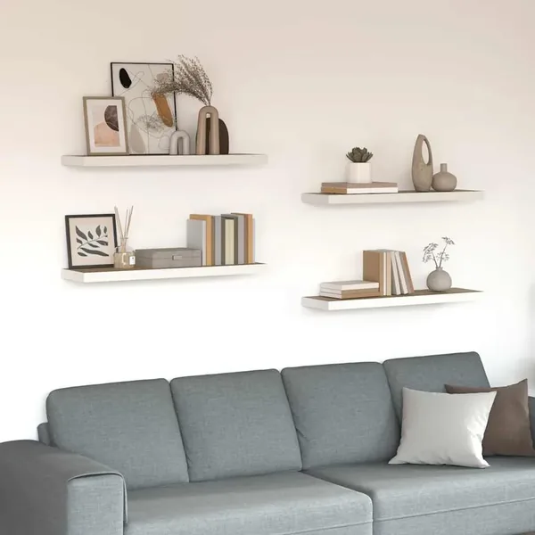 Étagères flottantes 4 pcs chêne et blanc 80x23,5x3,8 cm MDF