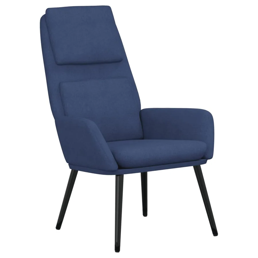 Chaise de relaxation avec tabouret Bleu Tissu - 4