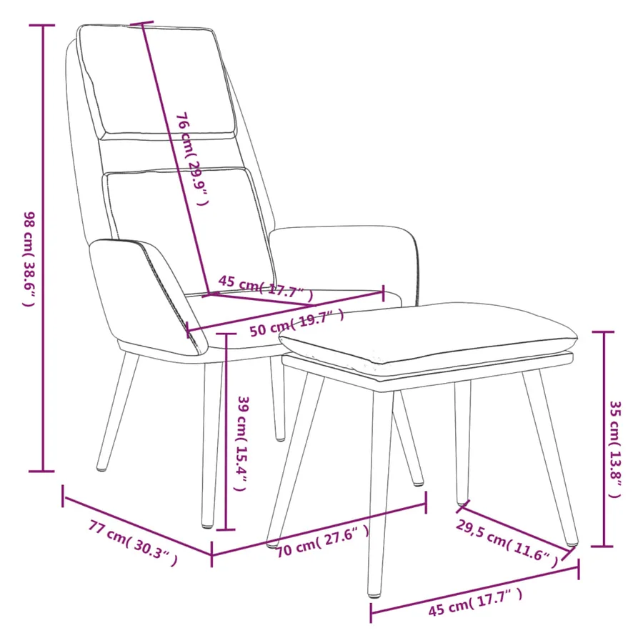 Chaise de relaxation avec tabouret Bleu Tissu - 7