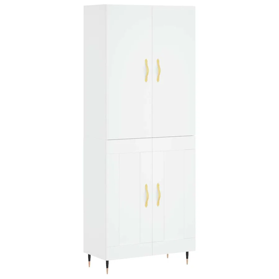 Buffet haut Blanc 69,5x34x180 cm Bois d'ingénierie - 2