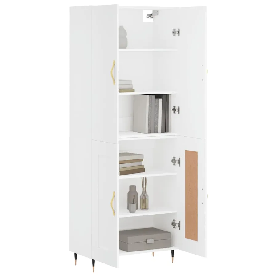 Buffet haut Blanc 69,5x34x180 cm Bois d'ingénierie - 3